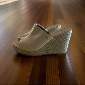 Sam Edelman | Bonnie Espadrilles Wedge Cream Leather | Slip-on Mule Wedge | 9
